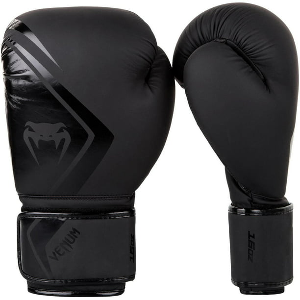 12-Ounce Black/Black Venum Contender Boxing Gloves 